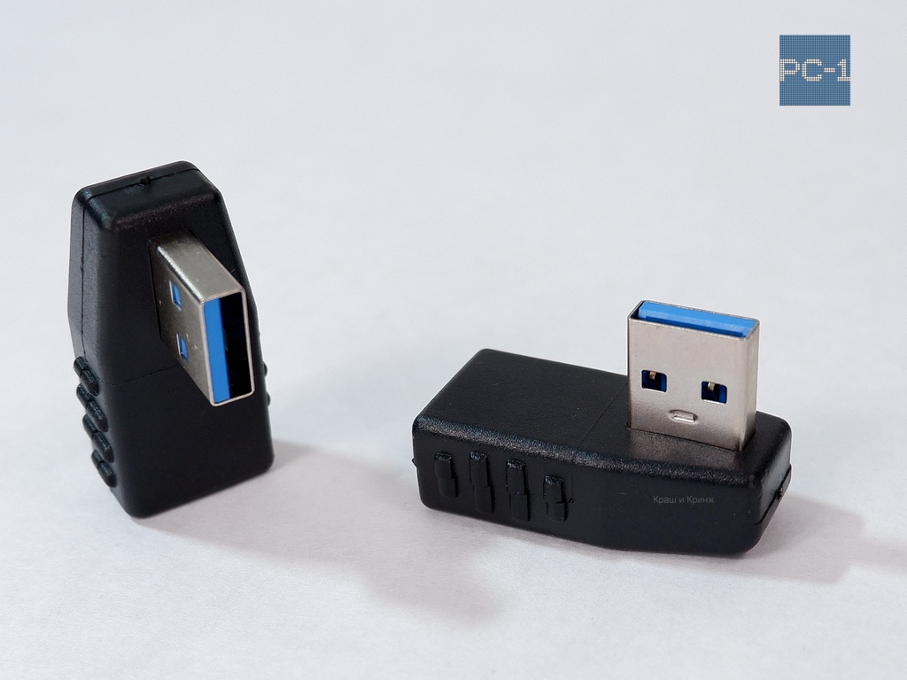 PC-1 Угловой адаптер 90 градусов USB to USB 3.0 Left. Левый. Male To Female для установки аппаратуры близко к стене для кабеля USB  - Pic n 308987