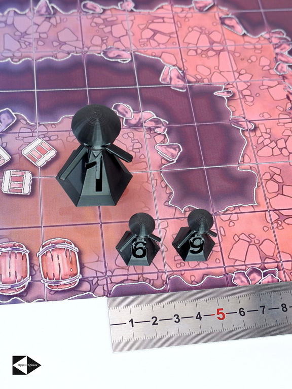 12 шт. DnD Gook Black Dungeons &amp; Dragons игровые нумерованные Пешки для настольной игры ДнД, фишки-гуки 10+2, миниатюры для НРИ.  - Pic n 309156