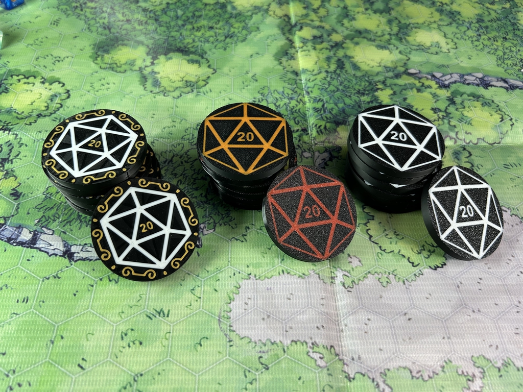 7шт. «DnD D20 Premium» Подземелья и драконы Жетоны вдохновения. Токены К20, Фишки атрибуты мастера ДнД.  - Pic n 309127