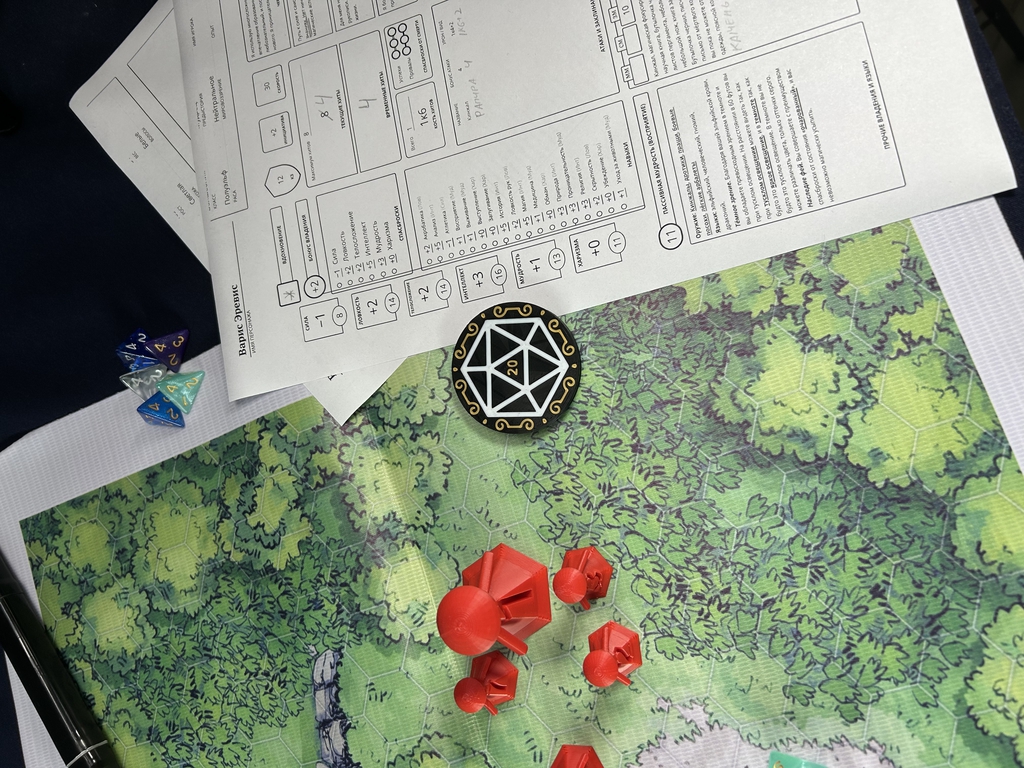 7шт. «DnD D20 Premium» Подземелья и драконы Жетоны вдохновения. Токены К20, Фишки атрибуты мастера ДнД.  - Pic n 309127