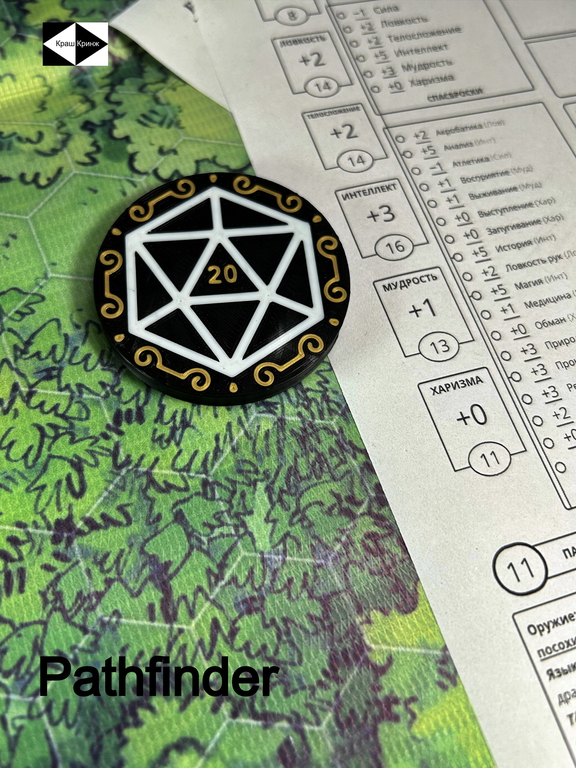 7шт. «DnD D20 Premium» Подземелья и драконы Жетоны вдохновения. Токены К20, Фишки атрибуты мастера ДнД.  - Pic n 309127