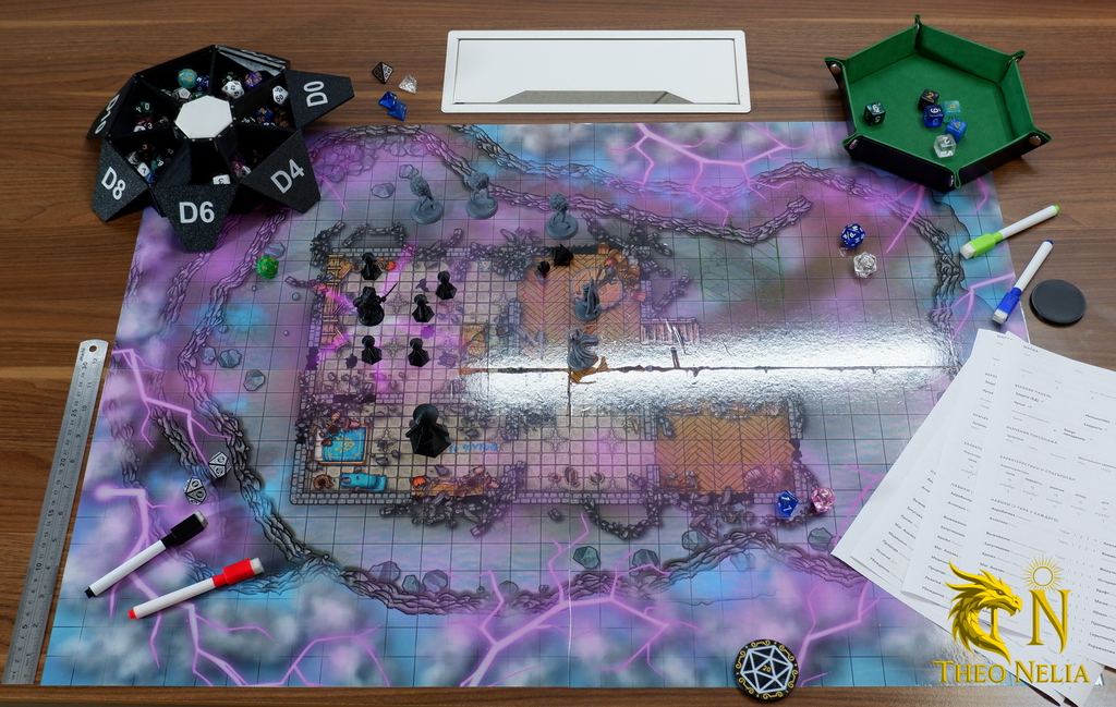 Поле игровое, для ДнД и НРИ «Мистический дом на горе», ламинированное, сборное, самоклеящееся. Разметка: сетка 25 на 25 мм. Размер: 59,4 x 8 - Pic n 309202