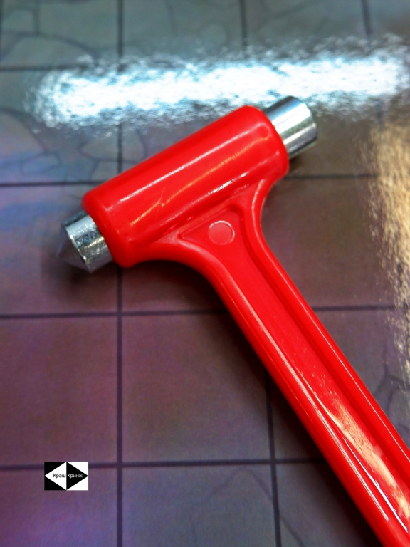 Аварийный молоток для разбивания стёкол с ножом для ремня, красный, пластик - Pic n 309207