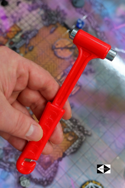 Аварийный молоток для разбивания стёкол с ножом для ремня, красный, пластик - Pic n 309207