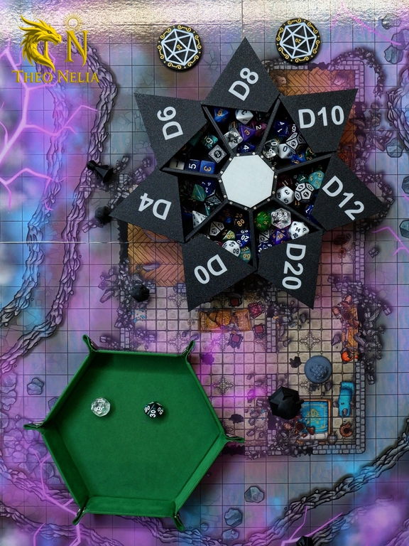 19x19x5см Дайсбокс для костей DnD «Артефакт мастера». Шкатулка Подземелья и драконы 8 секций. Атрибуты мастера ДнД коробка для хранения дайсов.  - Pic n 309212