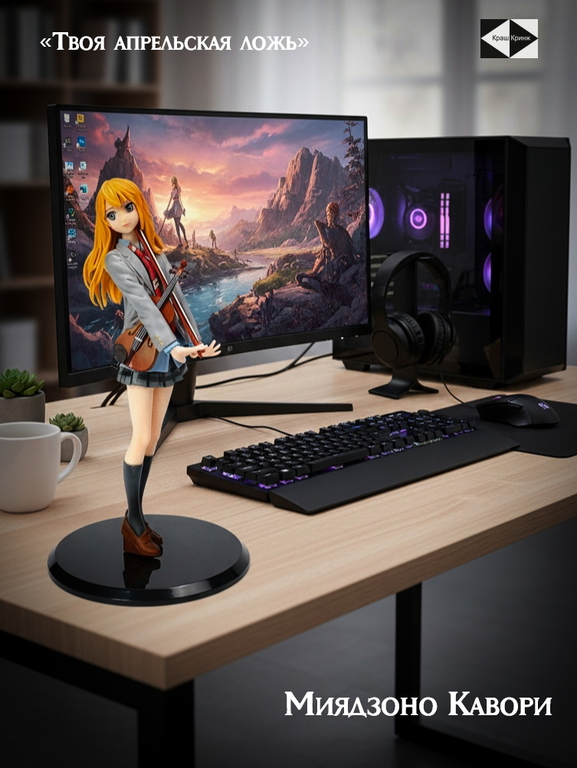 Ну вот, опять плакать... Фигурка Kaori Miyazono 20см скрипка, эмоции, аниме Your Lie in April + подарок статуэтка сюрприз - Pic n 309229