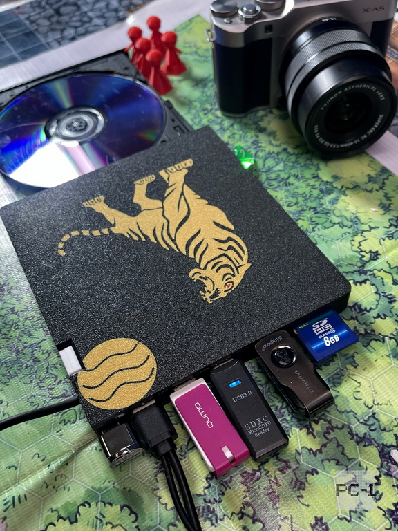 3в1 Type-C USB3.0 HUB CD/DVD-RW Внешний оптический привод для ПК и ноутбуков, устройство для записи и чтения Компакт и DVD дисков + Кардридер SD, TF.  - Pic n 309231