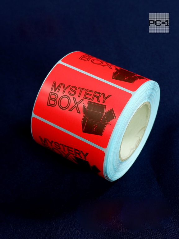 570шт. Наклейки Mystery Box 40x58mm стикеры самоклеящиеся красные с черным шрифтом для маркетплейсов для Сюрприз Бокса - Pic n 309113