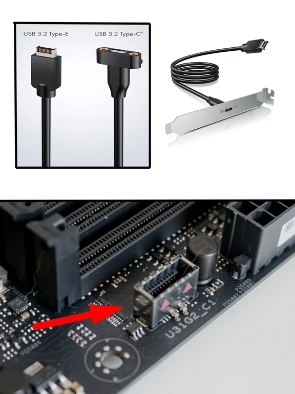 USB 3.2 USB-C Планка на заднюю панель ПК в IDC-разъем Type-E 20 Гбит на материнской плате - Pic n 309247