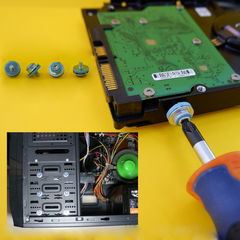 Винты голубые 4шт. HP X9L44A6 Bulk / С вибро поглощающими прокладками / Для крепления жестких дисков