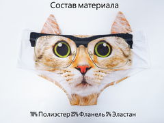 Трусы с принтом 3D с ушками Рыжий Кот в очках. В подарочной упаковке + тату! Размер универсальный S/M (38-46) - Pic n 308768