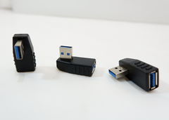 PC-1 Угловой адаптер 90 градусов USB to USB 3.0 Left. Левый. Male To Female для установки аппаратуры близко к стене для кабеля USB  - Pic n 308987