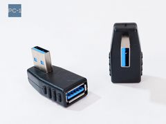 PC-1 Угловой адаптер 90 градусов USB to USB 3.0 Left. Левый. Male To Female для установки аппаратуры близко к стене для кабеля USB  - Pic n 308987