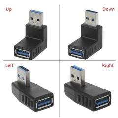 PC-1 Угловой адаптер 90 градусов USB to USB 3.0 Left. Левый. Male To Female для установки аппаратуры близко к стене для кабеля USB  - Pic n 308987