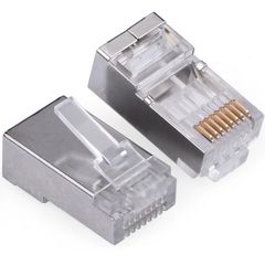 4шт. Вилка Универсальный коннектор RJ45 CAT6e / CAT5e 8P8C FTP экранированная, для обжима под витую пару, с защёлкой.  - Pic n 309026