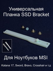 Универсальная Планка крепления SSD Bracket для фиксации второго диска 2x M.2 SSD slot (NVMe PCIe Gen4) в ноутбуках MSI. Пластик. Винты в комплекте. 