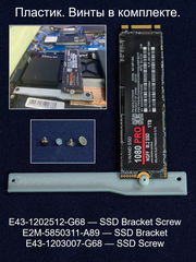 Универсальная Планка крепления SSD Bracket для фиксации второго диска 2x M.2 SSD slot (NVMe PCIe Gen4) в ноутбуках MSI. Пластик. Винты в комплекте.  - Pic n 309117