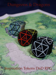 7шт. «DnD D20 Premium» Подземелья и драконы Жетоны вдохновения. Токены К20, Фишки атрибуты мастера ДнД.  - Pic n 309127