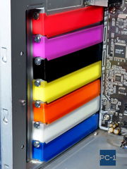 7шт. Цветная Заглушка задняя для PCI слотов ПК пластиковая. Планка в компьютерный в корпус ATX 120x20x13мм, винты в комплекте. - Pic n 309184