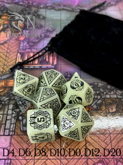 7шт. DnD Дайсы светящиеся в темноте «D Lumine runes»! Подземелья и драконы игральные кости. Кубики для ДнД, атрибуты мастера Theo Nelia.  - Pic n 309209